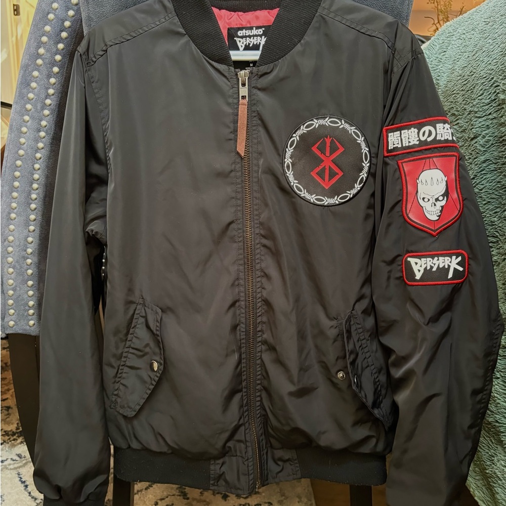 Atsuko Berserk Black Bomber Jacket black and red